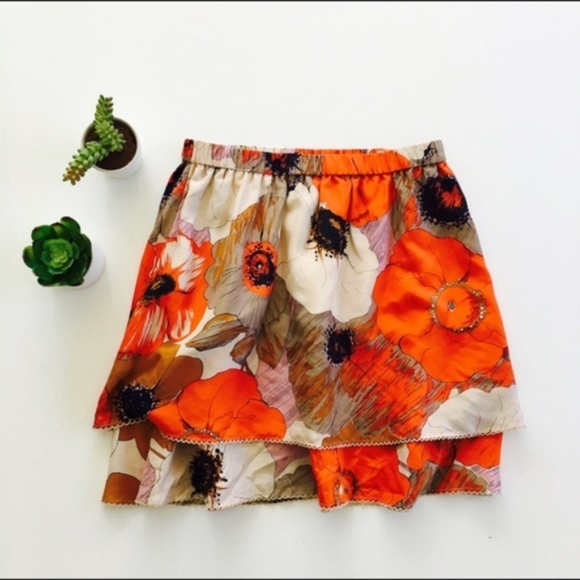 ANTHROPOLOGIE Languid Layers Silk Floral Skirt I2 - Picture 2 of 3